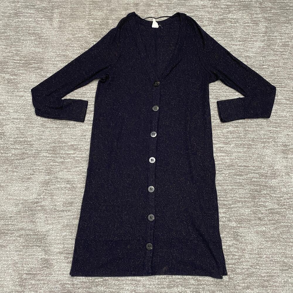 Free People We The Free Cardigan Sweater Womens L Metallic Button Front Ribbed
